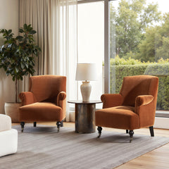 Eloise 30" Pleated Sock Arm Accent Armchair, Burnt Orange Performance Velvet