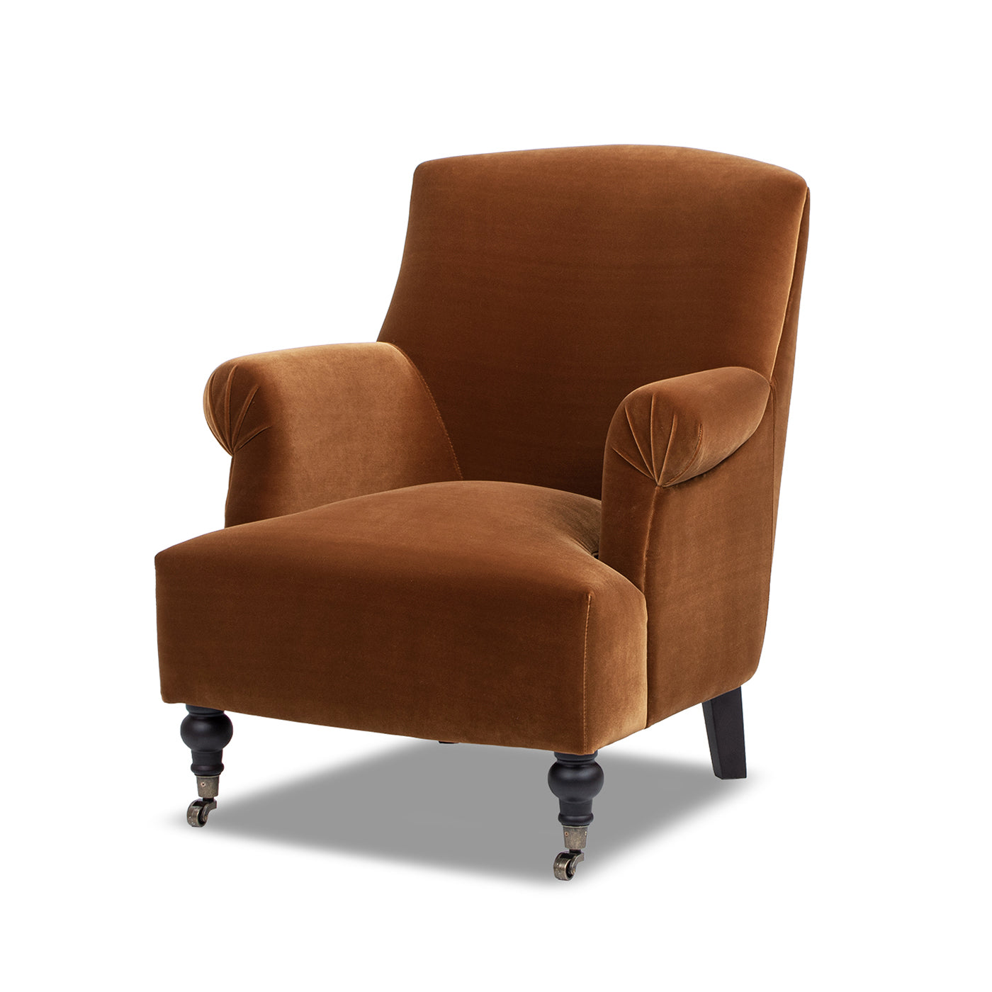 Eloise 30" Pleated Sock Arm Accent Armchair, Burnt Orange Performance Velvet