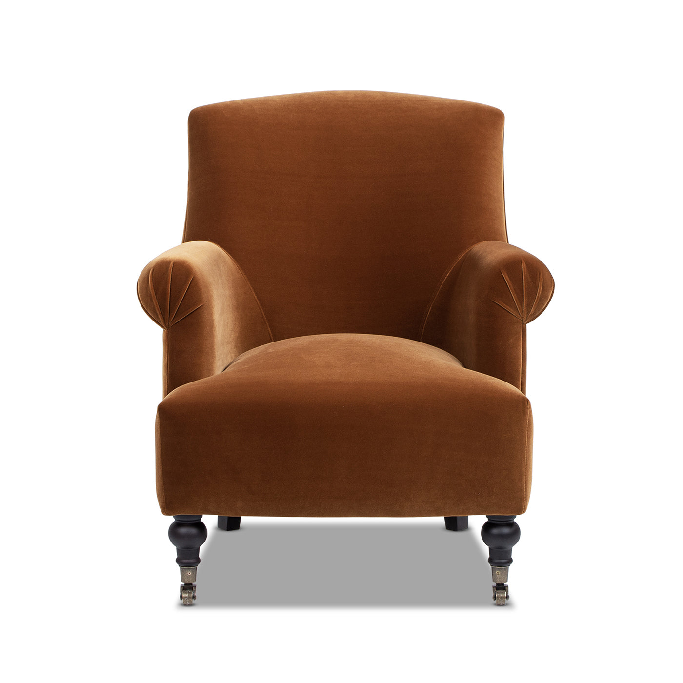 Eloise 30" Pleated Sock Arm Accent Armchair, Burnt Orange Performance Velvet