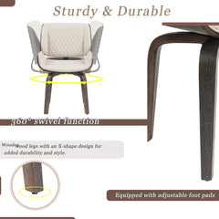 Mid-Century Modern Dining Chair - 360° Swivel(set of 2), PU Leather Upholstery, Ergonomic Design for Kitchen, Office & Dining Room