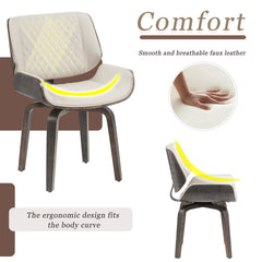Mid-Century Modern Dining Chair - 360° Swivel(set of 2), PU Leather Upholstery, Ergonomic Design for Kitchen, Office & Dining Room