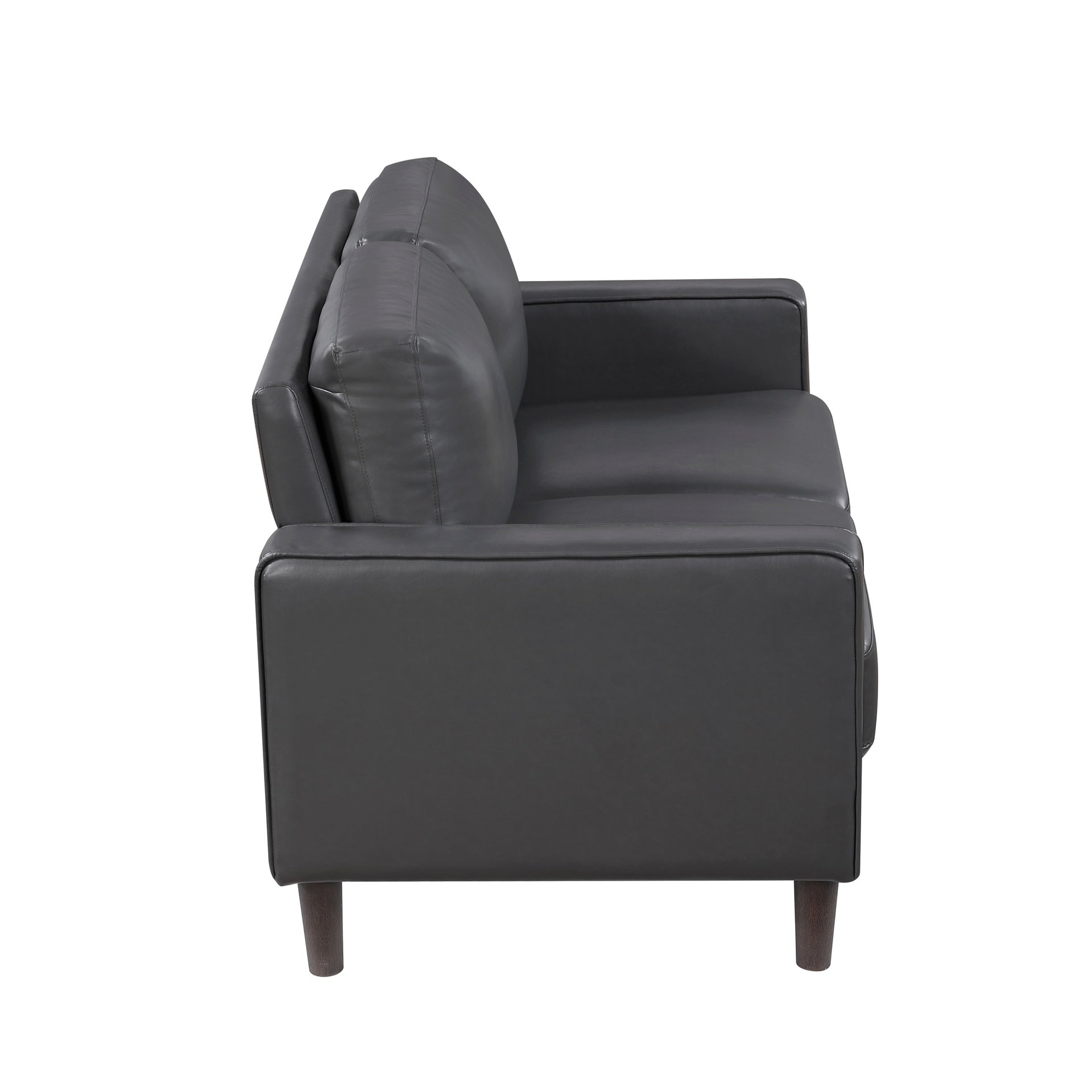 Modern Style Dark Gray Faux Leather Upholstered Love Seat Comfortable Cushion Back Seat Solid Wood Living Room Furniture 1pc