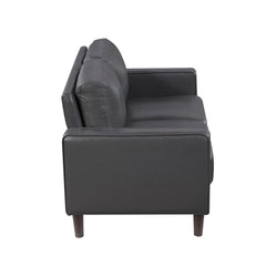 Modern Style Dark Gray Faux Leather Upholstered Love Seat Comfortable Cushion Back Seat Solid Wood Living Room Furniture 1pc