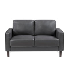 Modern Style Dark Gray Faux Leather Upholstered Love Seat Comfortable Cushion Back Seat Solid Wood Living Room Furniture 1pc