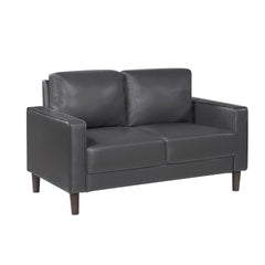 Modern Style Dark Gray Faux Leather Upholstered Love Seat Comfortable Cushion Back Seat Solid Wood Living Room Furniture 1pc