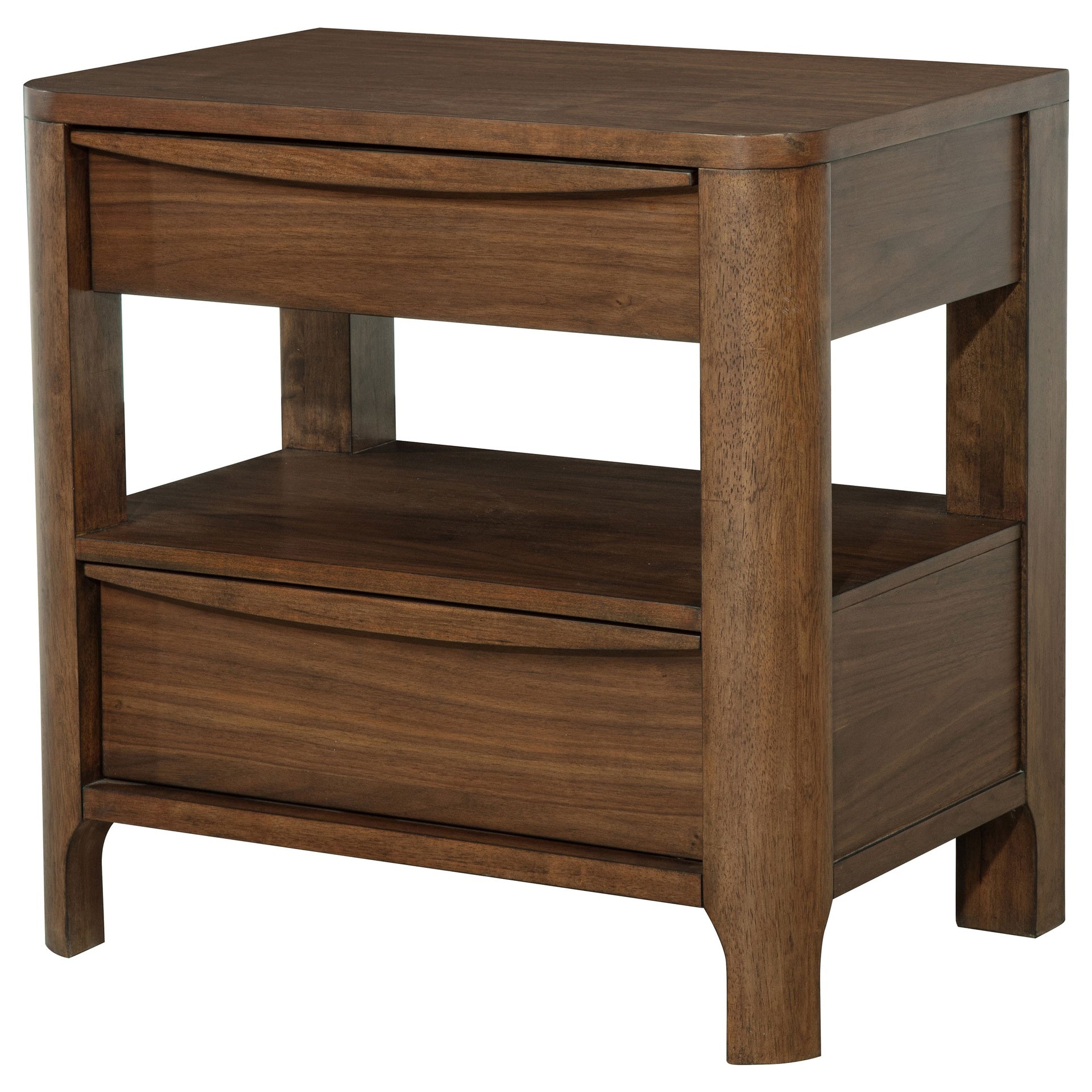 Verona Walnut 2-drawer Nightstand Bedside Table