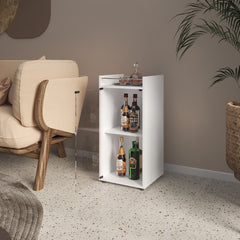 White 1-Door Bar Cabinet with Open Shelf
