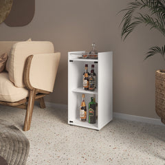 White 1-Door Bar Cabinet with Open Shelf