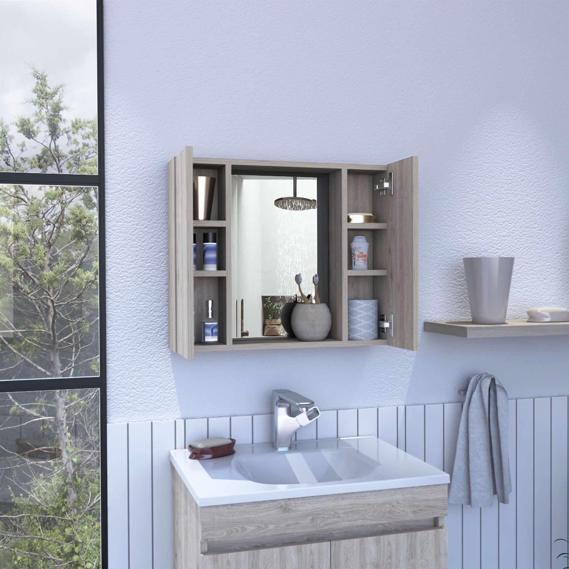 Ellegrini 1-Drawer Medicine Cabinet Light Grey