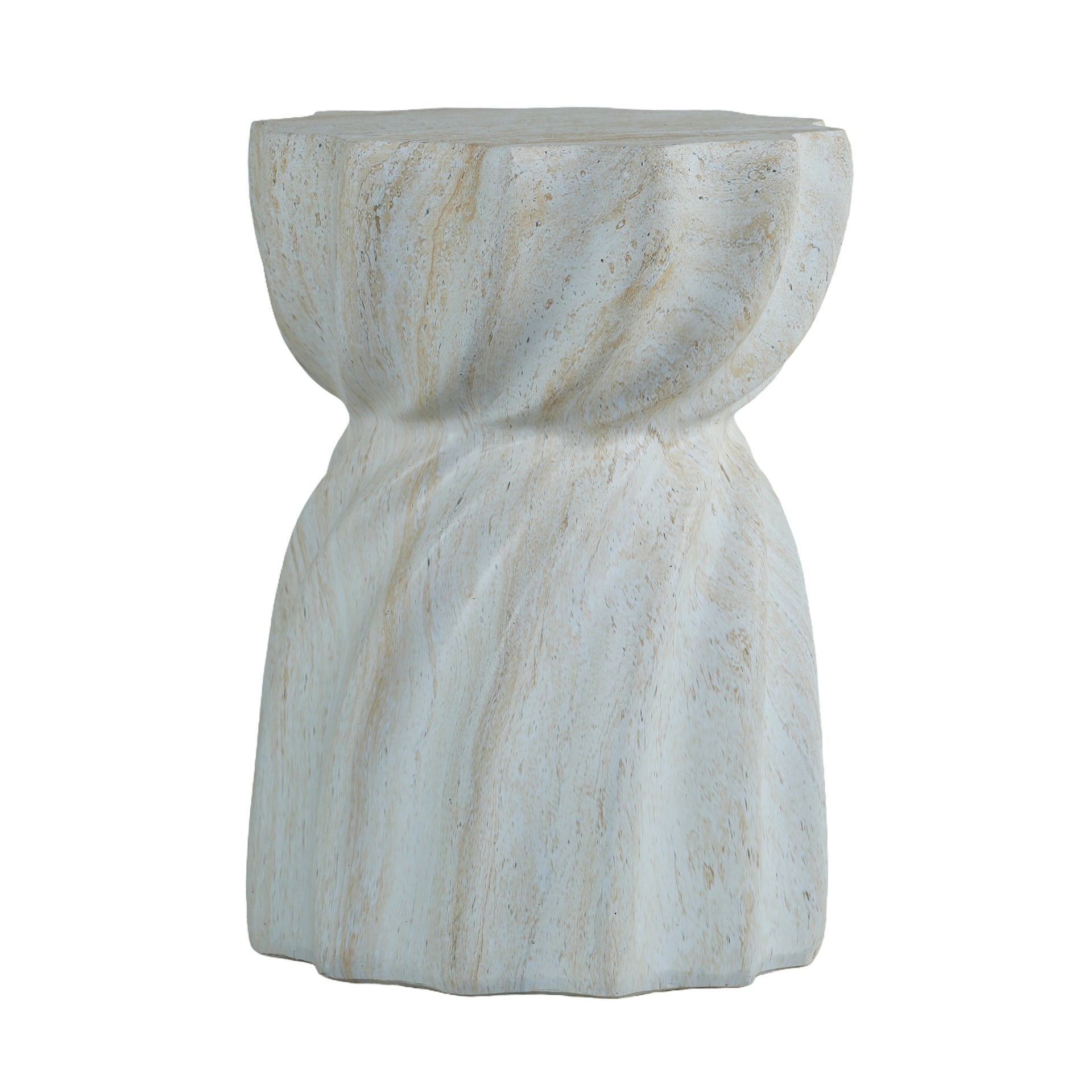 Cement Outdoor End Tables for Patio, GardenAccent Table Faux Terrazzo Accent Table, Modern Small Round Side Tablefor Outside, Tree Stump Garden Stool DrumTable indoor and Outdoor