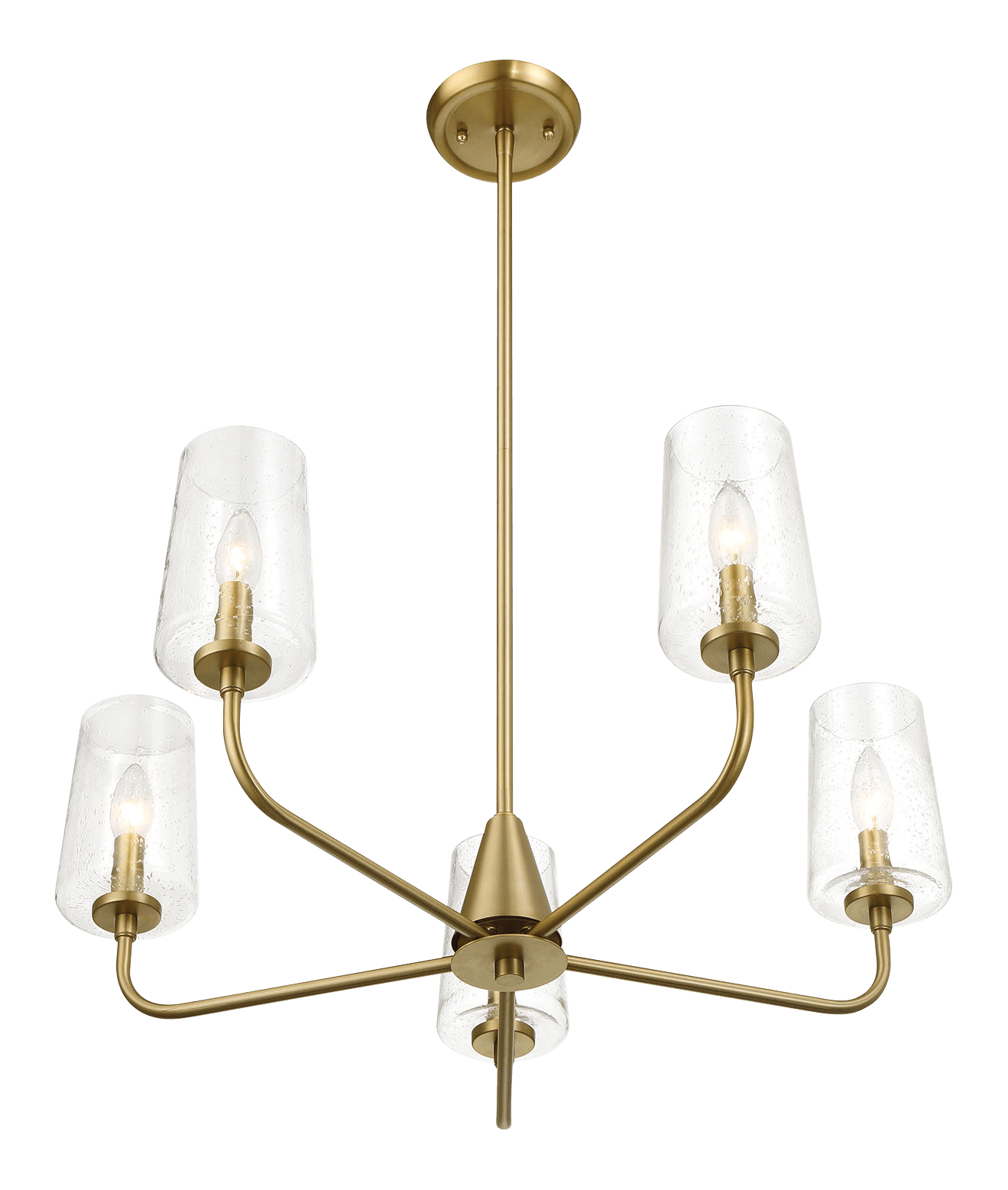 Dazzle Five Lights Chandelier With Clear Seeded Glass -Satin Brass