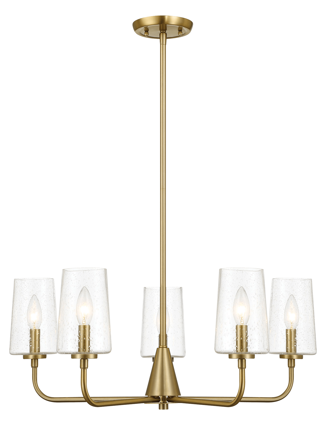 Dazzle Five Lights Chandelier With Clear Seeded Glass -Satin Brass
