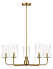 Dazzle Five Lights Chandelier With Clear Seeded Glass -Satin Brass
