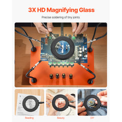 Magnetic Helping Hands Soldering Station 3X LED Magnifying Lamp 4 PCB Holders
