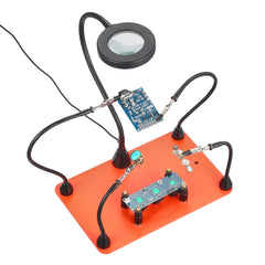 Magnetic Helping Hands Soldering Station 3X LED Magnifying Lamp 4 PCB Holders