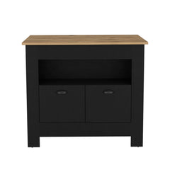 Kitchen Island Geneva, Black / Macadamia