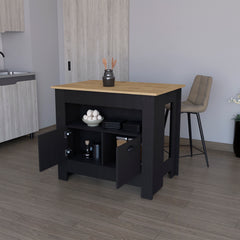 Kitchen Island Geneva, Black / Macadamia