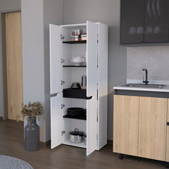 Multistorage Kitchen Pantry Hepler, Kitchen, White / Black