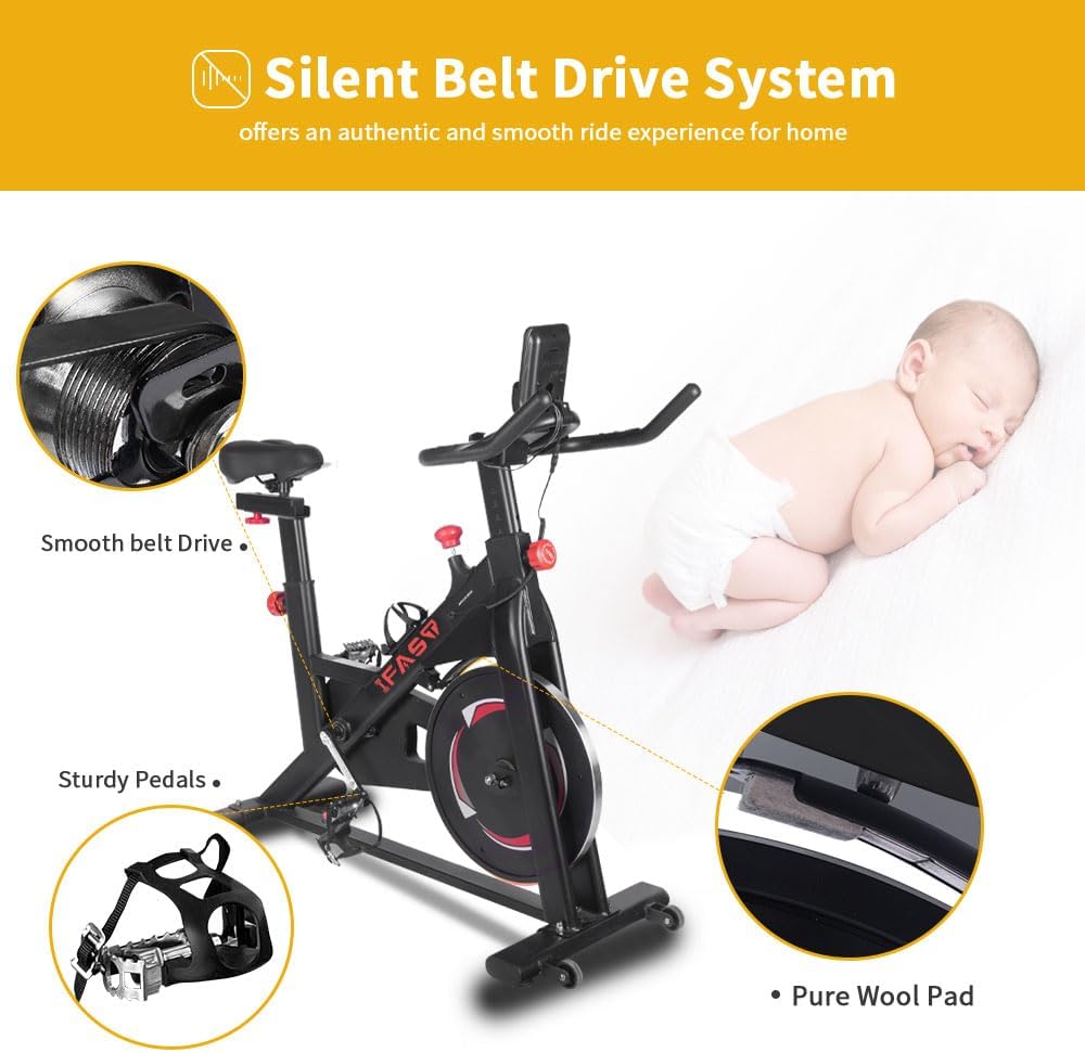 Black Stationary Bikes for Home Spin Indoor Exercise Bike with LCD Monitor and Comfortable Seat Cushion for Home Gym Cardio Fitness Training