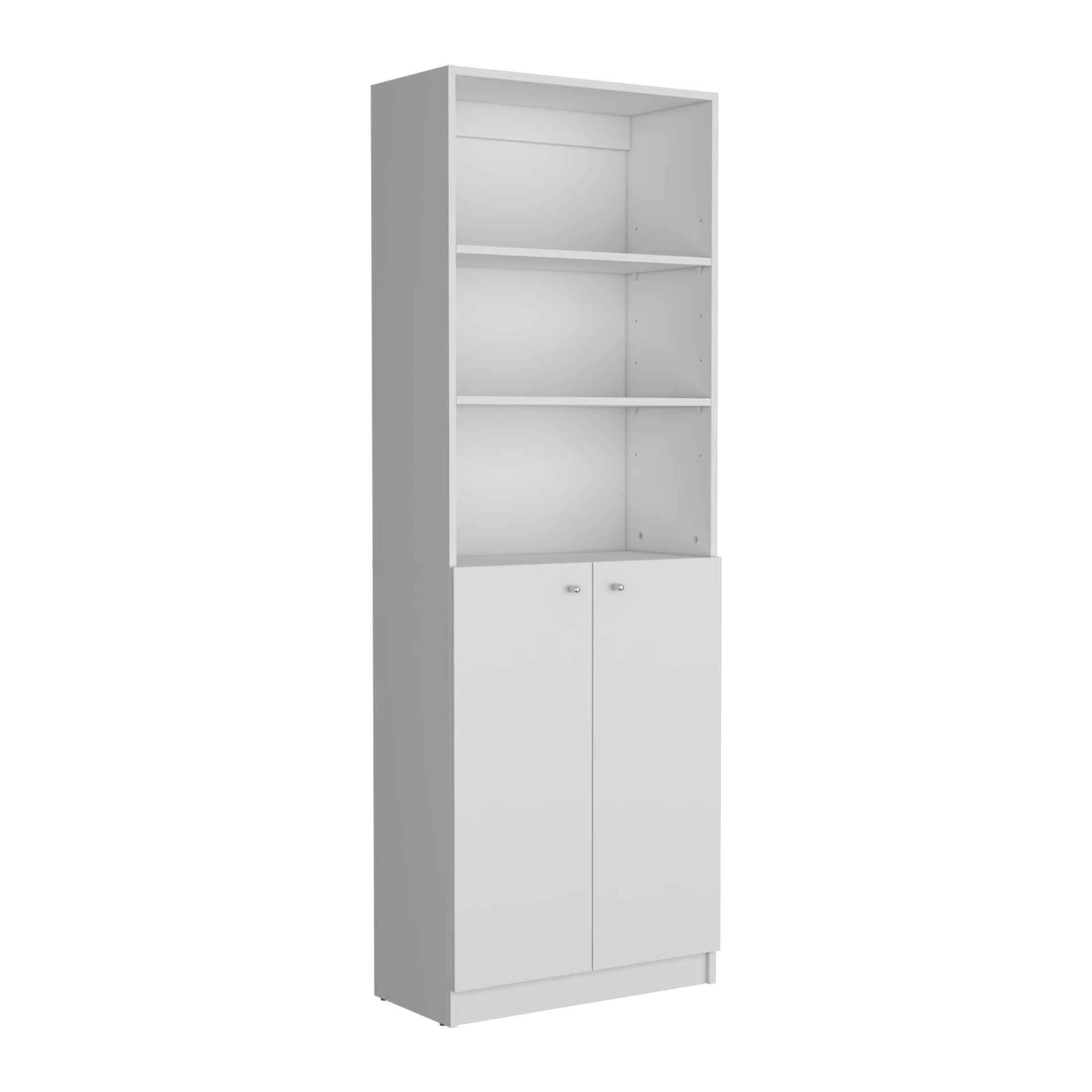 Vinton 2-Door Bookcase with Upper Shelves, White