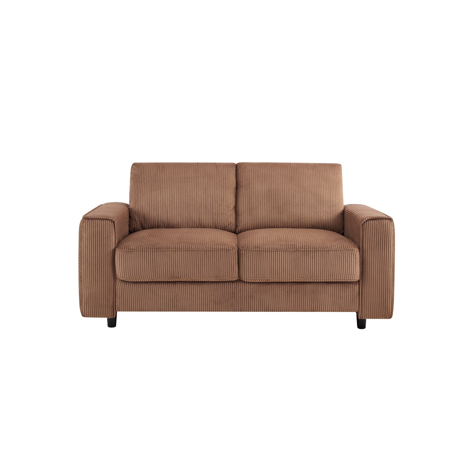 Modern Minimalist Style Corduroy Sectional Sofa 2-Piece Set, Brown, Suitable for Daily Home Use