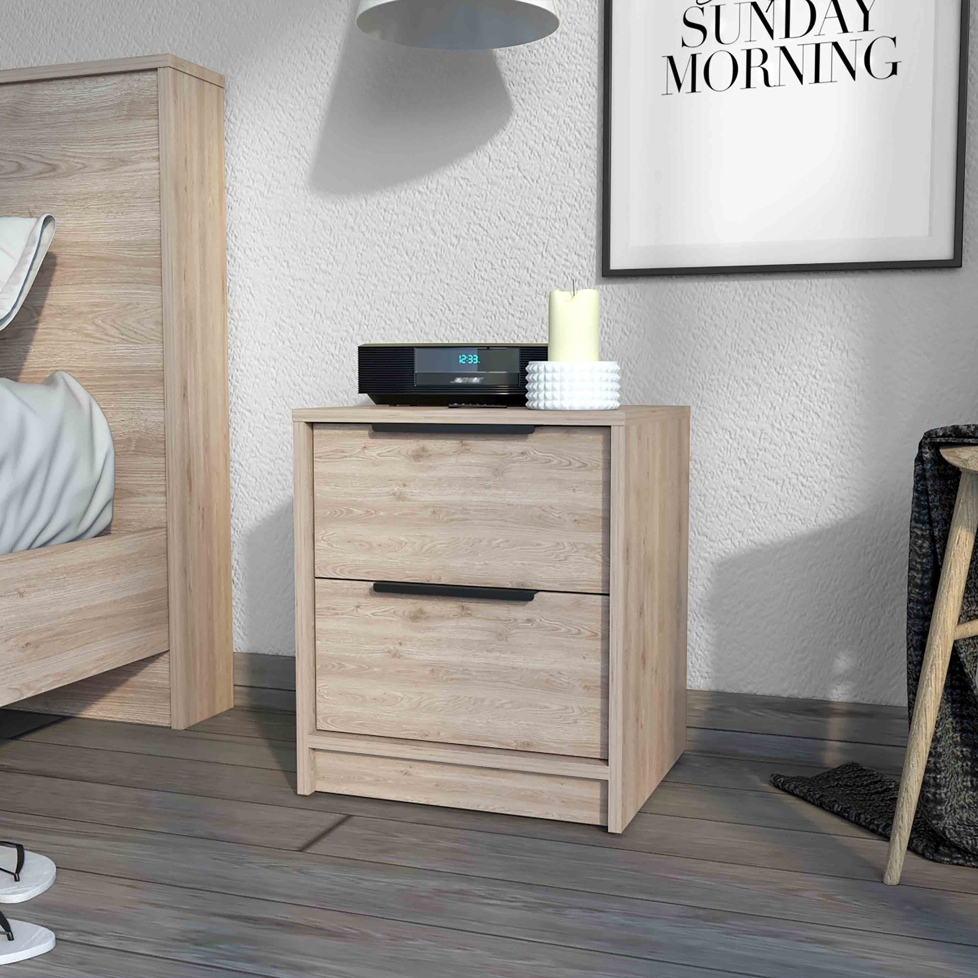 Washington Nightstand, Two Large Drawers