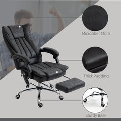 Vinsetto Microfiber Office Chair, High Back Computer Chair with 6 Point Massage, Heat, Adjustable Height and Retractable Footrest, Black