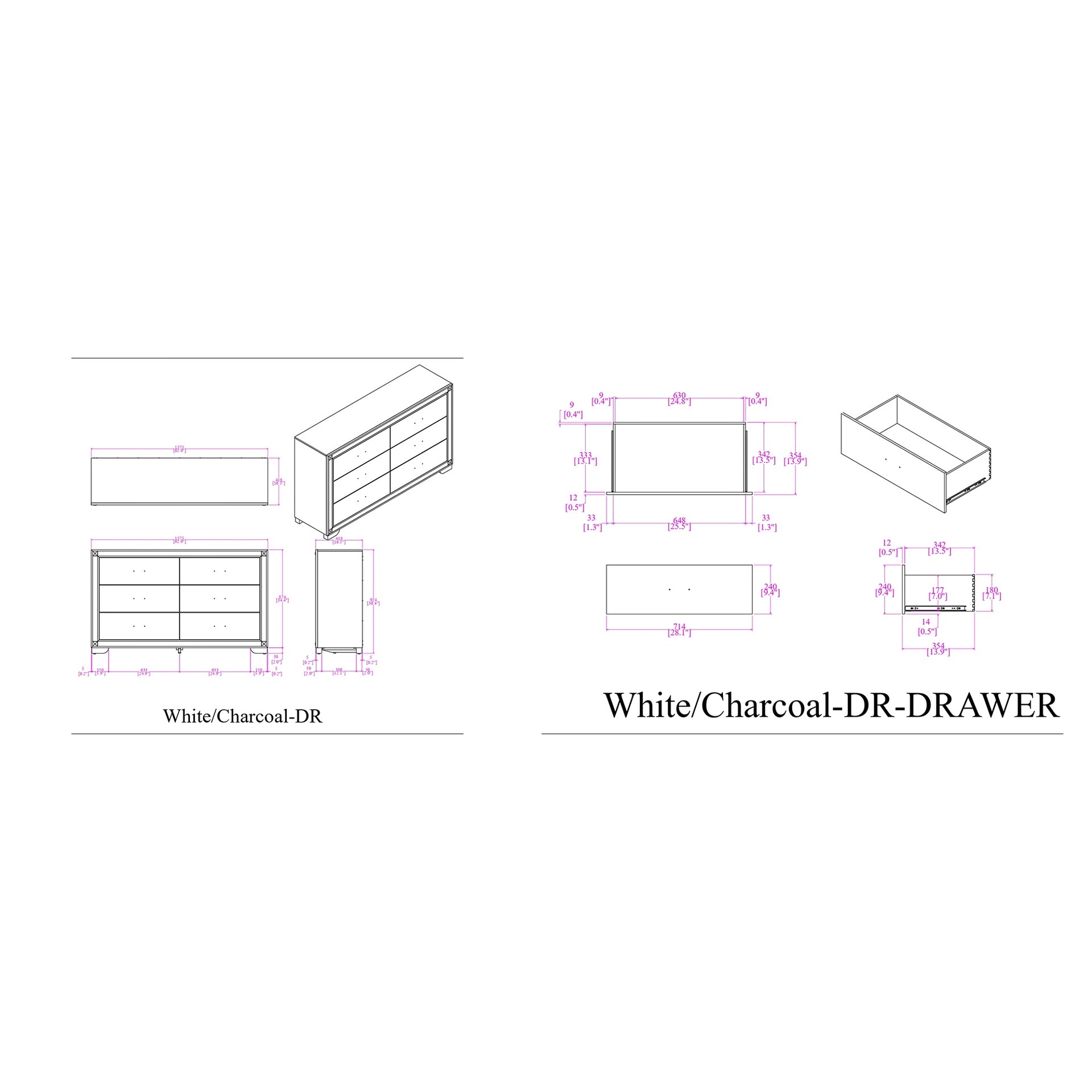 Soulmarie White Dresser