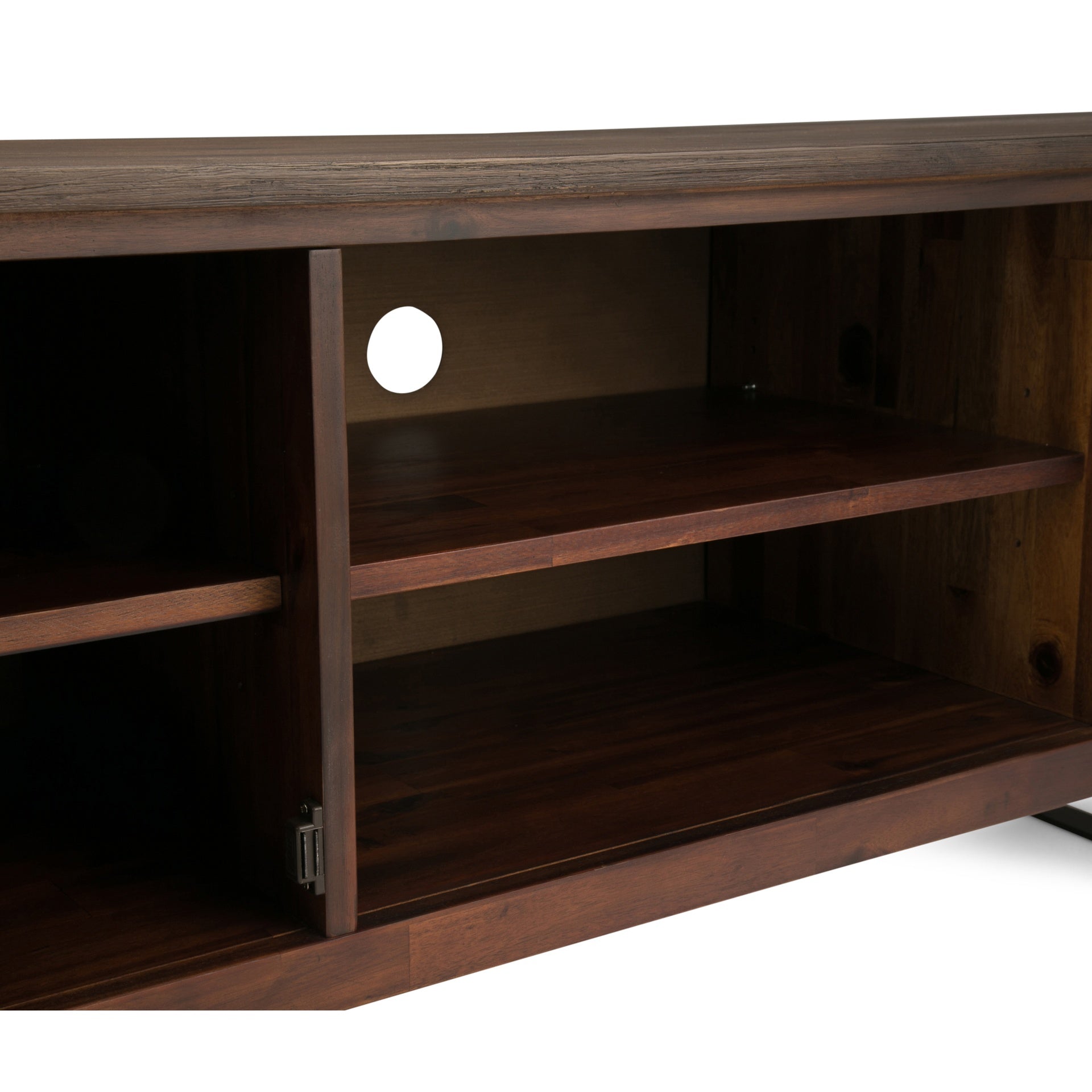 Lowry 63 inch Wide Solid Wood TV Stand in Distressed Charcoal Brown For TVs up to 70 inches