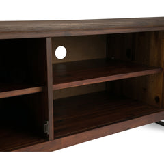 Lowry 63 inch Wide Solid Wood TV Stand in Distressed Charcoal Brown For TVs up to 70 inches