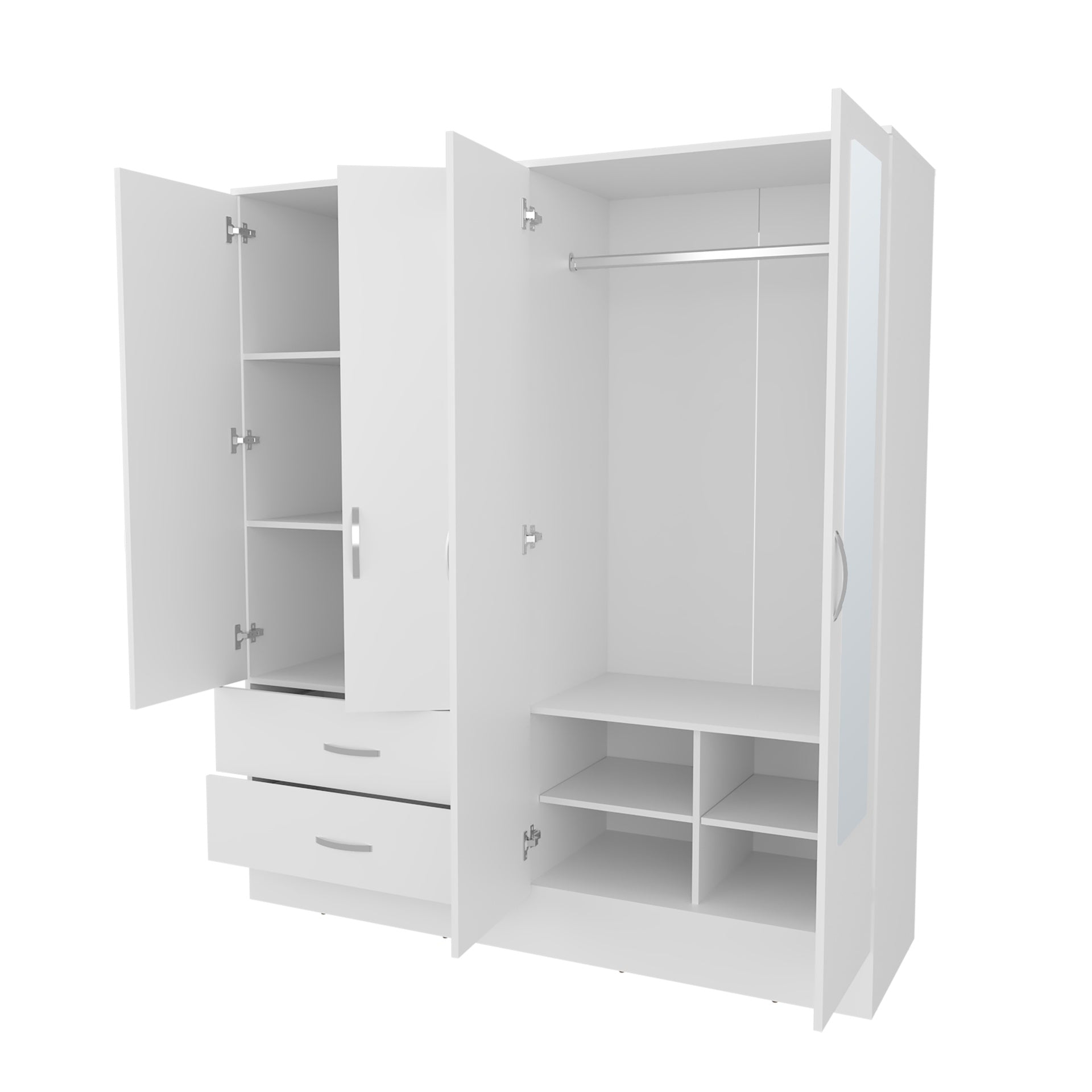 Hilda Wardrobe Multistorage with Two Mirrors, White