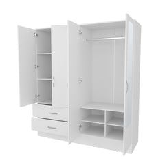 Hilda Wardrobe Multistorage with Two Mirrors, White