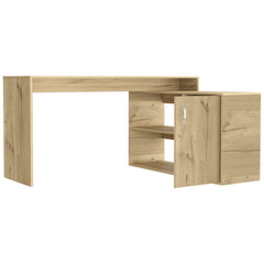 Dallas L-Shaped Home Office Desk, Two Shelves, Single Door Cabinet