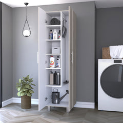 Norway Broom Closet Pantry, Five Shelves, Double Door Cabinet, Four Legs