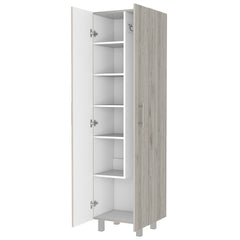 Norway Broom Closet Pantry, Five Shelves, Double Door Cabinet, Four Legs