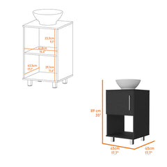 Malibu Single Bathroom Vanity, Single Door Cabinet, One Open Shelf