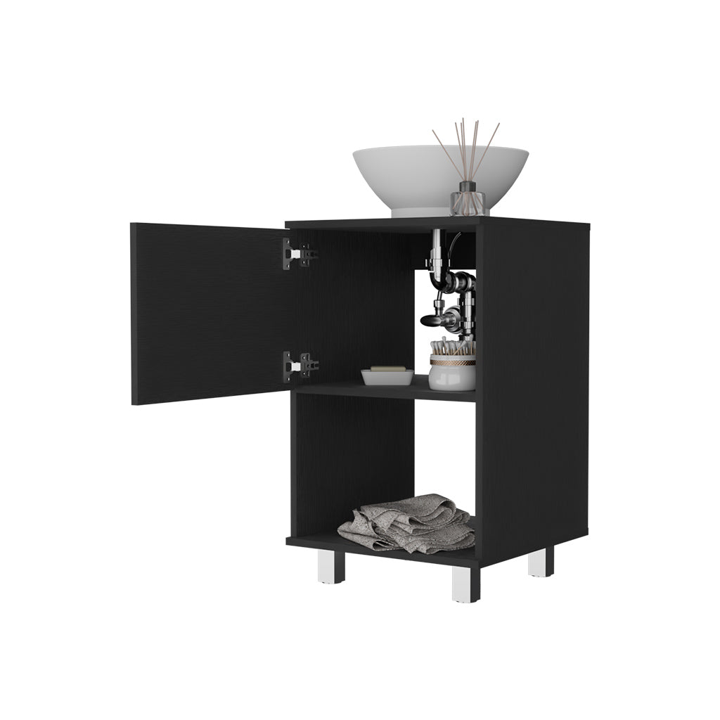 Malibu Single Bathroom Vanity, Single Door Cabinet, One Open Shelf