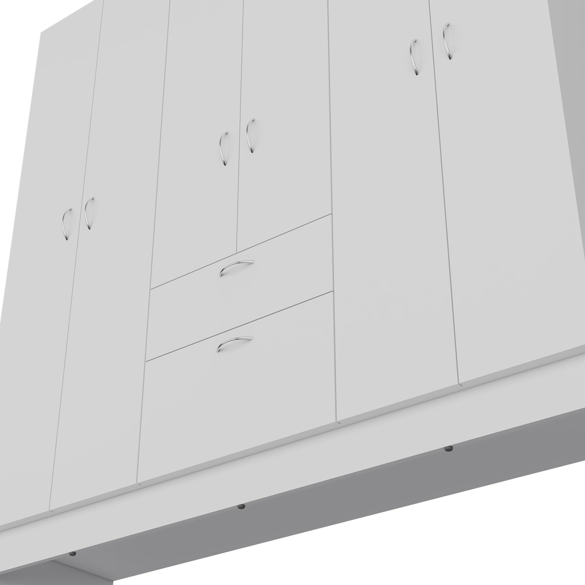 FM FURNITURE Olin 6-Door Wardrobe with Shelves and Drawer, Multistorage inch