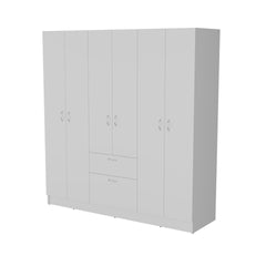 FM FURNITURE Olin 6-Door Wardrobe with Shelves and Drawer, Multistorage inch