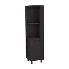 FM FURNITURE Leah Corner Bar cabinet with ample storage and wine rack. Wengue