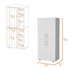 Hazel Armoire in melamine with 2 doors , 4 shelves and 2 clothes hanging bar