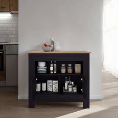 Theba Kitchen Island, whit 2 doors, 3 shelves
