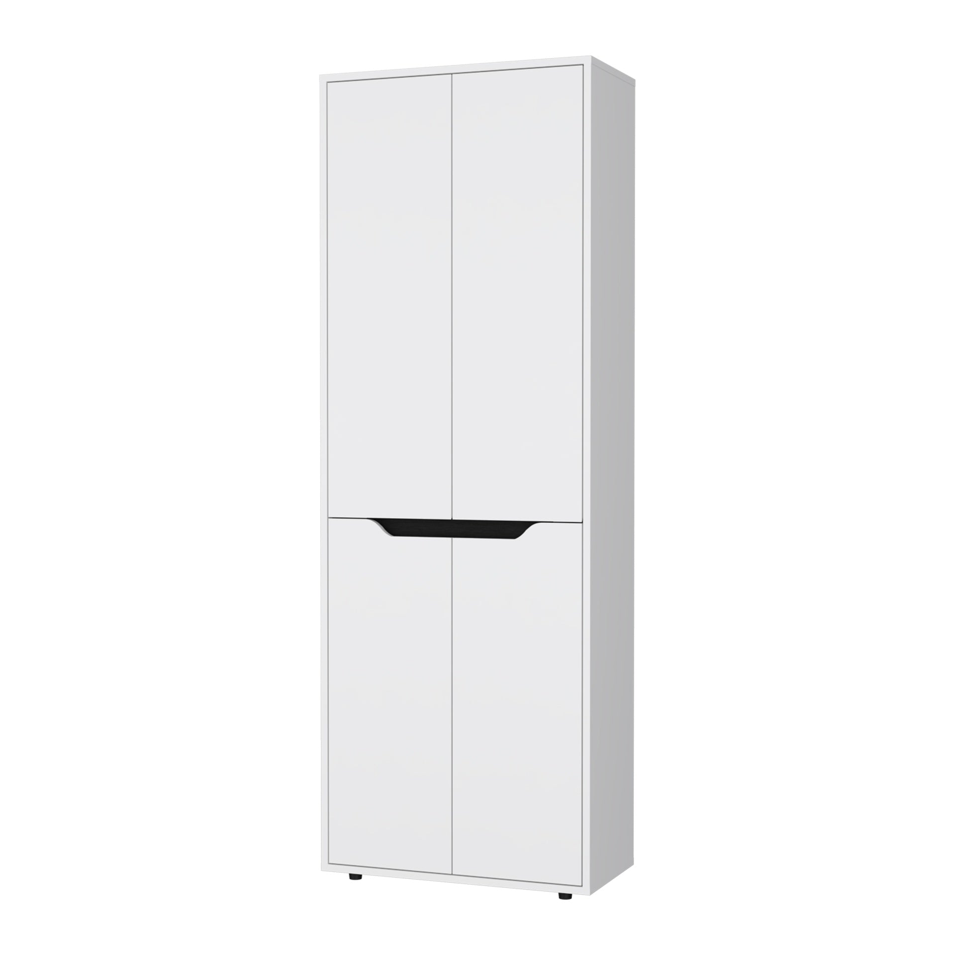 FM FURNITURE Keyser Multistorage Kitchen Pantry with 5 Shelves and 4 Doors, White/Black