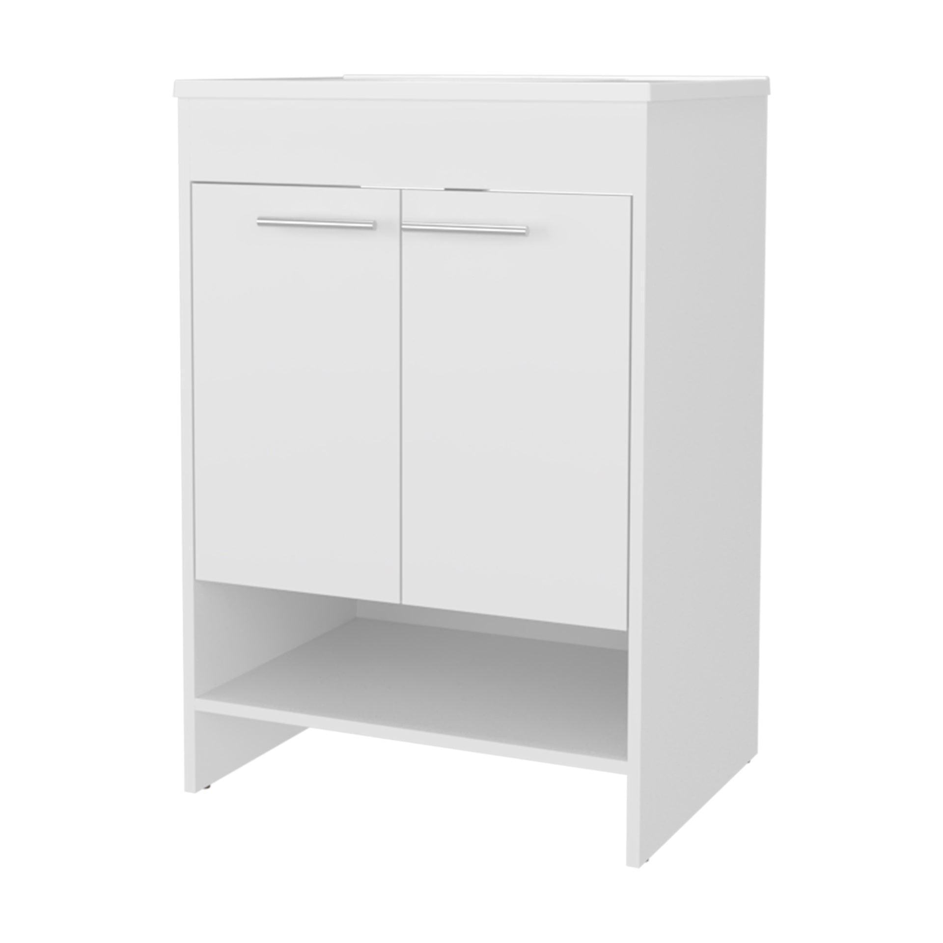 Shell Bathroom Vanity  with  2 Doors and Open Storage, White