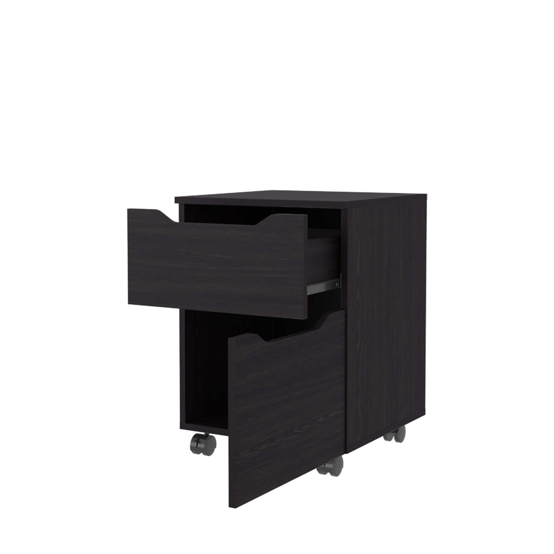 FM FURNITURE Newriver Nightstand with 1 Door and 1 Drawer , Wengue