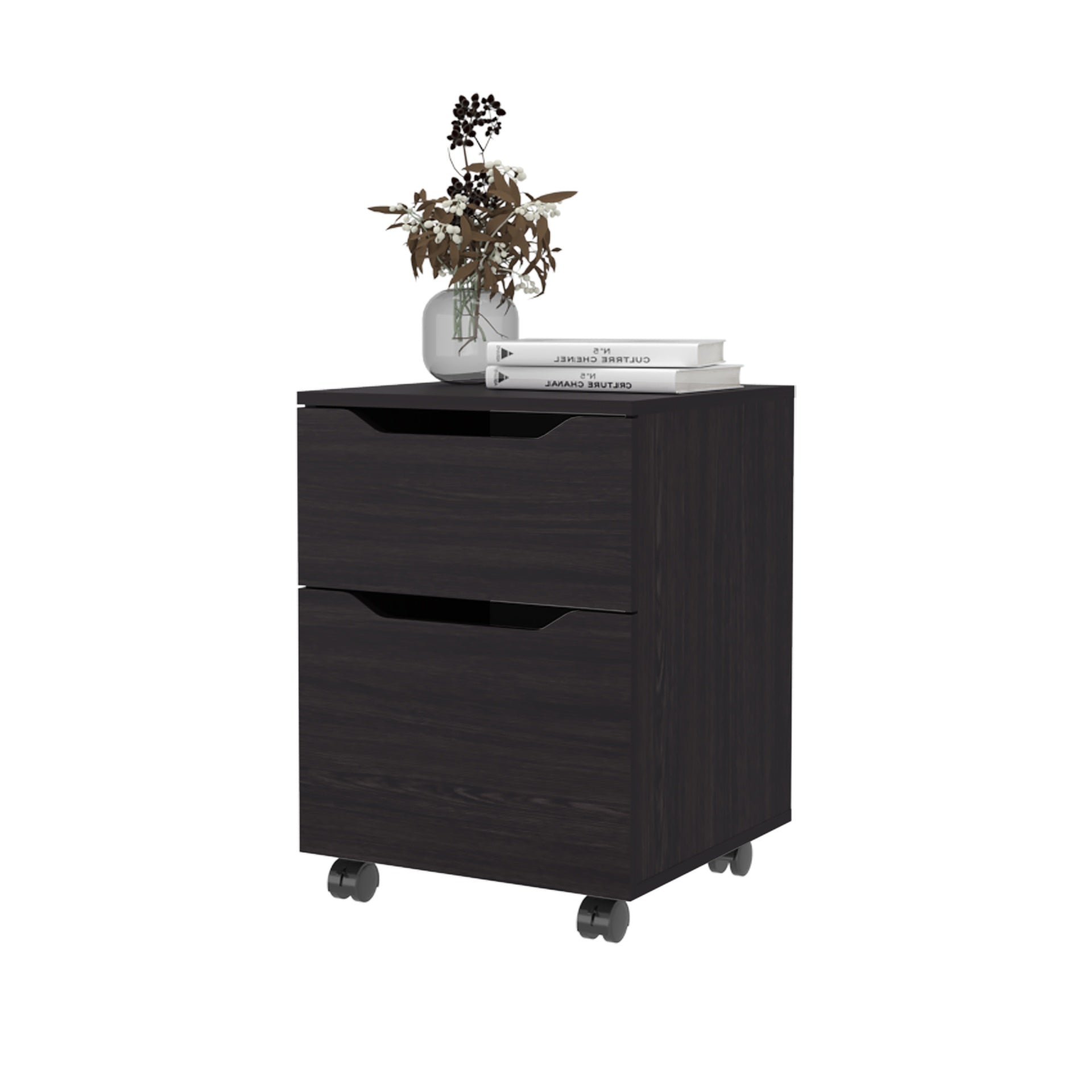 FM FURNITURE Newriver Nightstand with 1 Door and 1 Drawer , Wengue