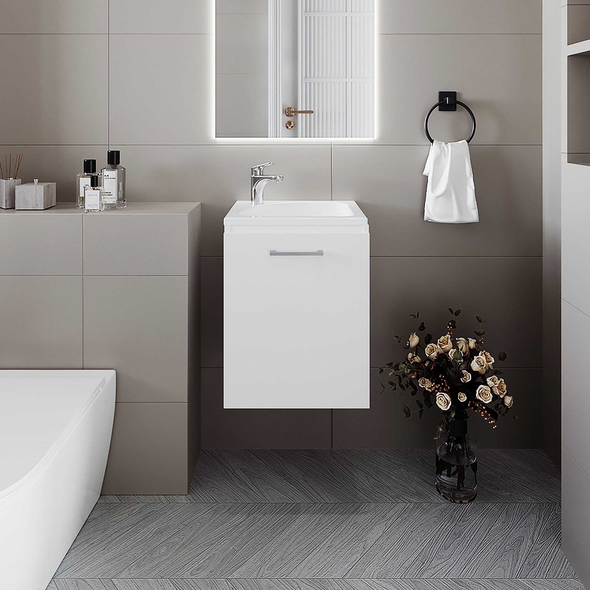 FM FURNITURE Haigleer Creek Bathroom Vanity with Integrated Sink, White