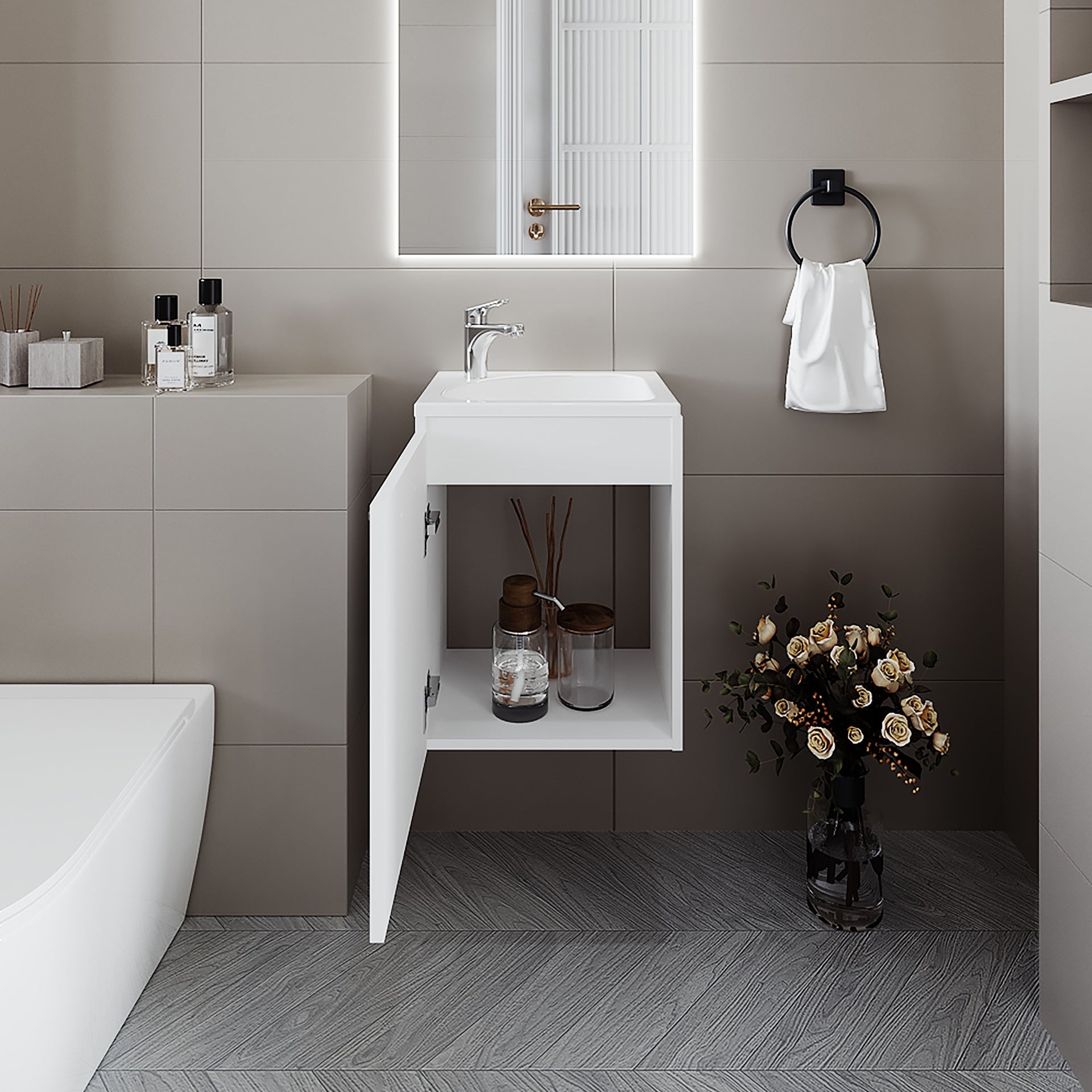 FM FURNITURE Haigleer Creek Bathroom Vanity with Integrated Sink, White
