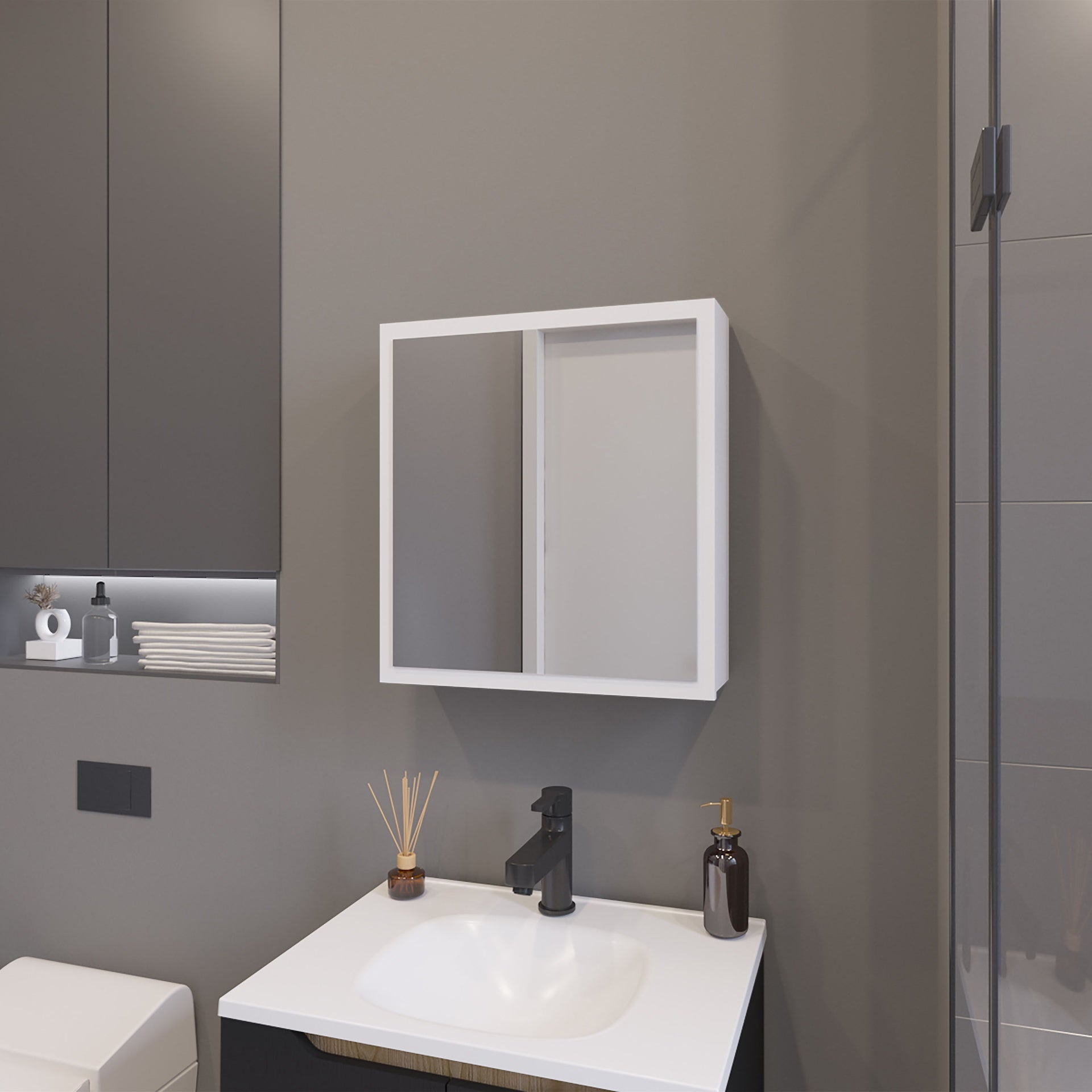 Morenci Medicine Cabinet With Included Mirror And 1 Door, White