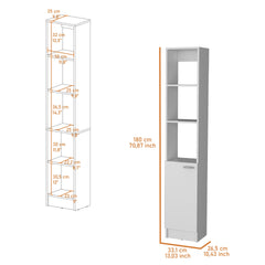 Brenda Linen Cabinet with 1 door, 3 open shelves